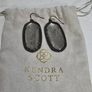 Kendra Scott Elle Gunmetal Mirror Rock Drop Earrings.